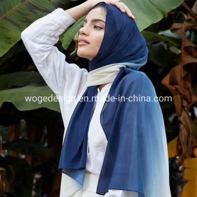 공장 도매 고품질 스카프 Hijab Dupatta 목도리 랩 터번 여성 쉬폰 폴리 에스터 일반 핸드 페인트 이슬람 스카프